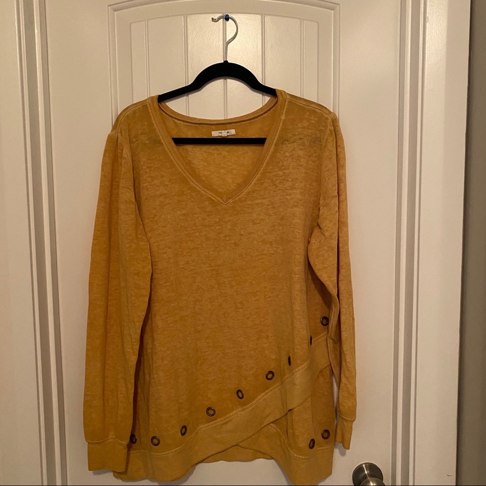 Mustard Sweatshirt with brass circle detail